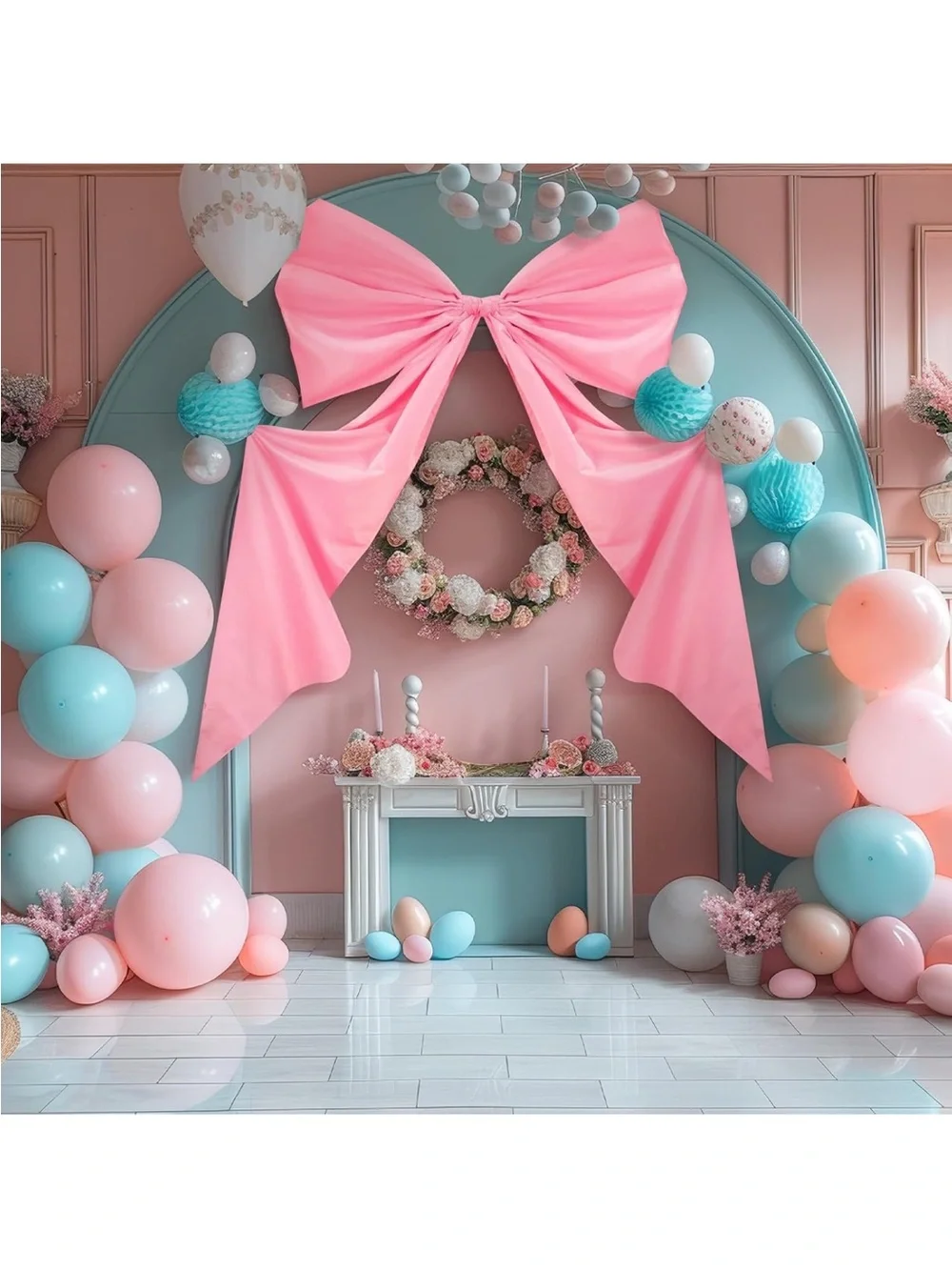 Big Pink Wall Bow Decorations 39 x 72 Inch Giant Birthday Party Decor Ribbon